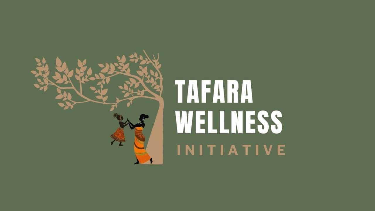 Logo for Tafara Wellness Initiative of a woman and a child dancing under a tree